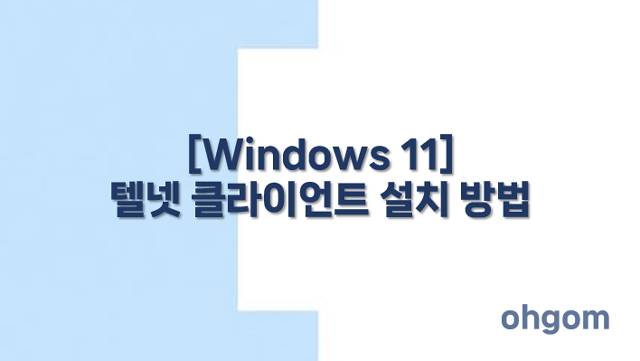 [Windows 11] 텔넷 클라이언트 설치 방법