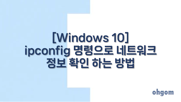 [Windows 10] ipconfig 명령으로 네트워크 정보 확인 하는 방법