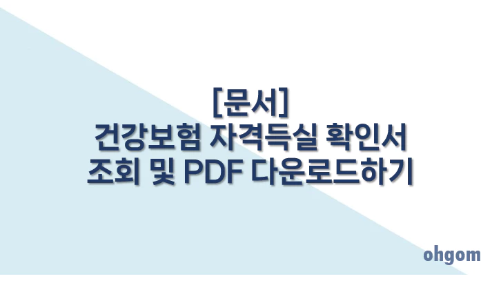 [문서] 건강보험 자격득실 확인서 조회 및 PDF 다운로드하기