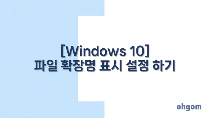 [Windows 10] 파일 확장명 표시 설정 하기