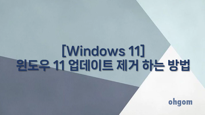 [Windows 11] 윈도우 11 업데이트 제거 하는 방법