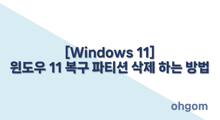 [Windows 11] 윈도우 11 복구 파티션 삭제 하는 방법