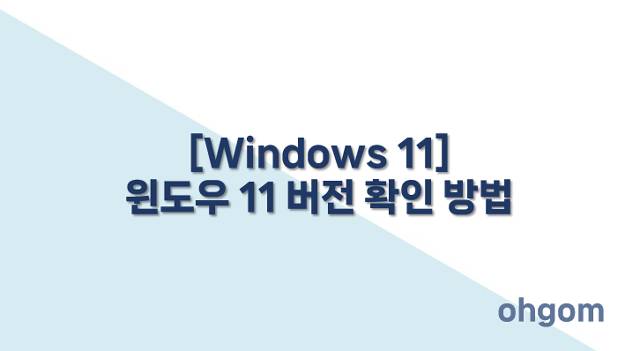 [Windows 11] 윈도우 11 버전 확인 방법