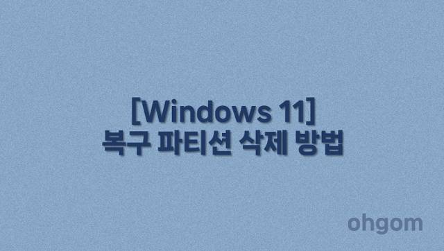 [Windows 11] 복구 파티션 삭제 방법