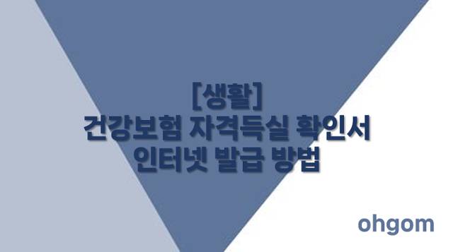 [생활] 건강보험 자격득실 확인서 인터넷 발급 방법