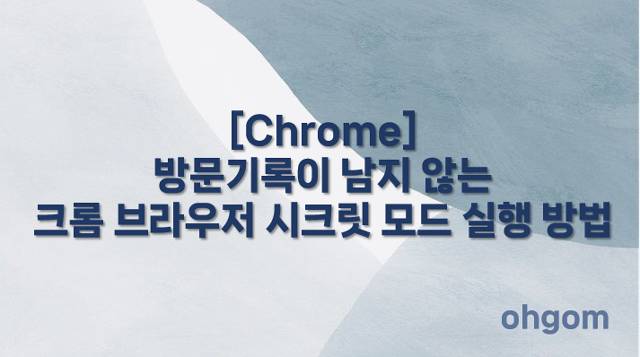 [Chrome] 방문기록이 남지 않는 크롬 브라우저 시크릿 모드 실행 방법