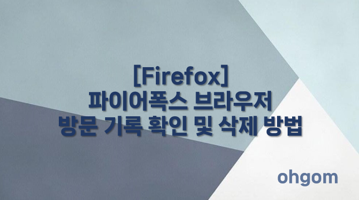 [Firefox] 파이어폭스 브라우저 방문 기록 확인 및 삭제 방법