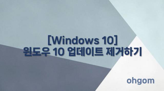 [Windows 10] 문제되는 윈도우 10 업데이트 제거하기