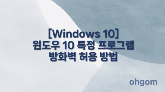 [Windows 10] 윈도우 10 특정 프로그램 방화벽 허용 방법