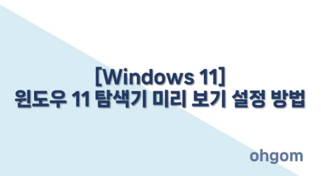 [Windows 11] 윈도우 11 탐색기 미리 보기 설정 방법